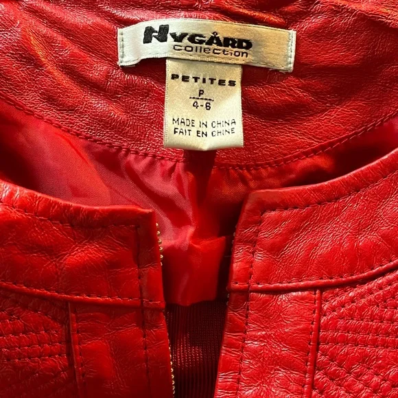 NYGARD COLLECTION Red Leather Vest w Stretch Knit Back Sz 4P - Picture 2 of 4